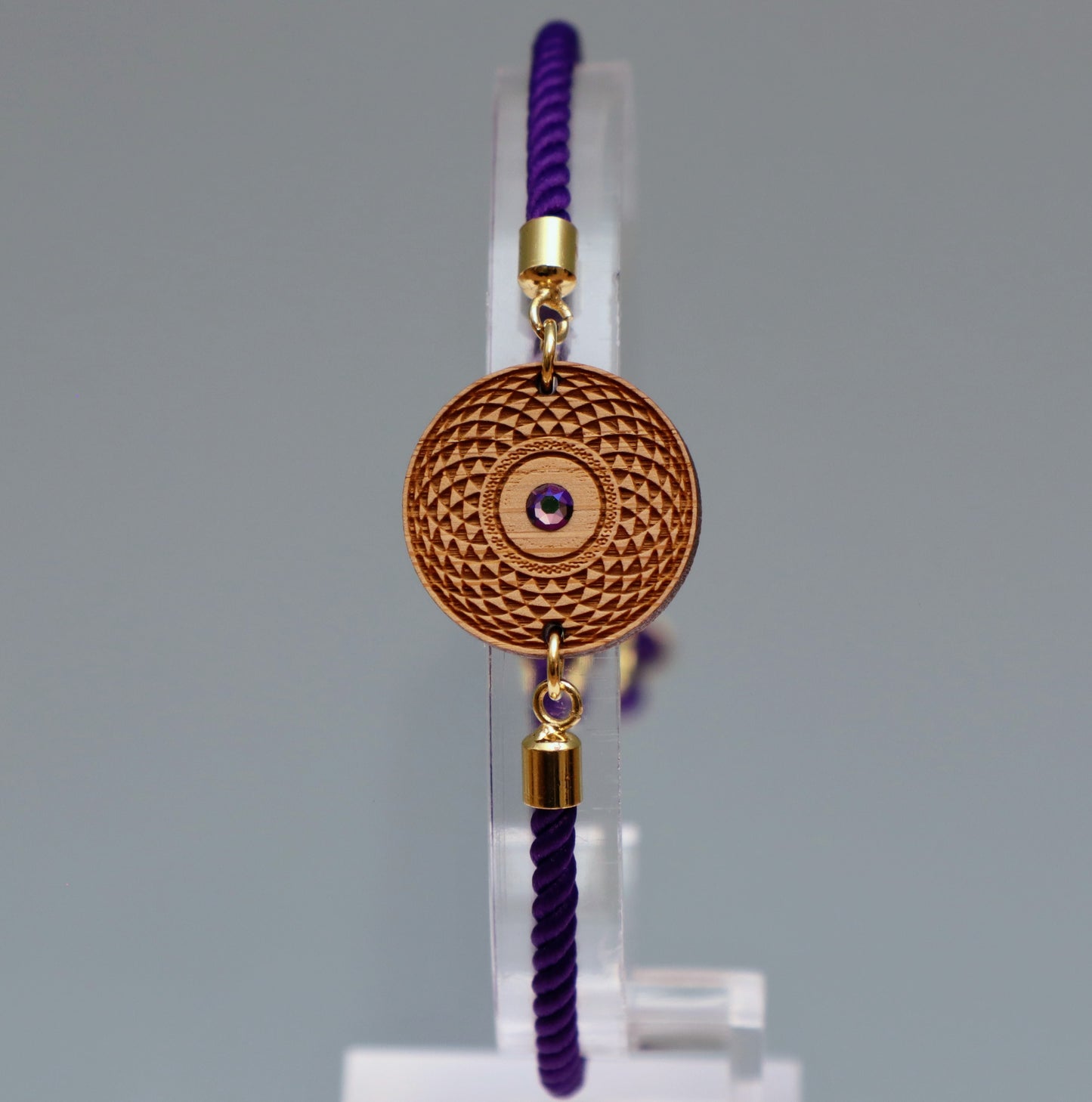 Torus Yantra : Symbole de l’Énergie Circulaire et de l’Harmonie - Bracelet Violet avec cristal Swarovski