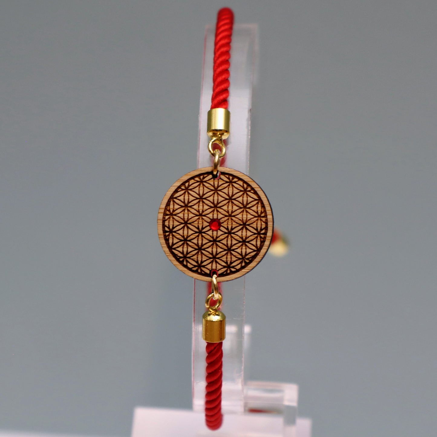 La Fleur de Vie : Harmonie et Équilibre Universel - Bracelet Rouge avec cristal Swarovski