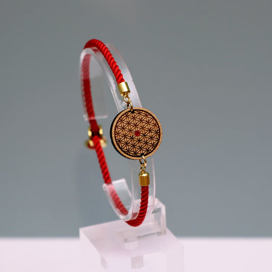 La Fleur de Vie : Harmonie et Équilibre Universel - Bracelet Rouge avec cristal Swarovski