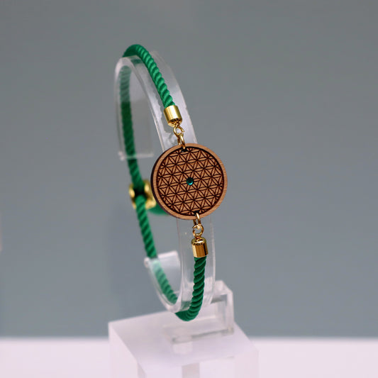 La Fleur de Vie : Harmonie et Équilibre Universel - Bracelet Vert avec cristal Swarovski