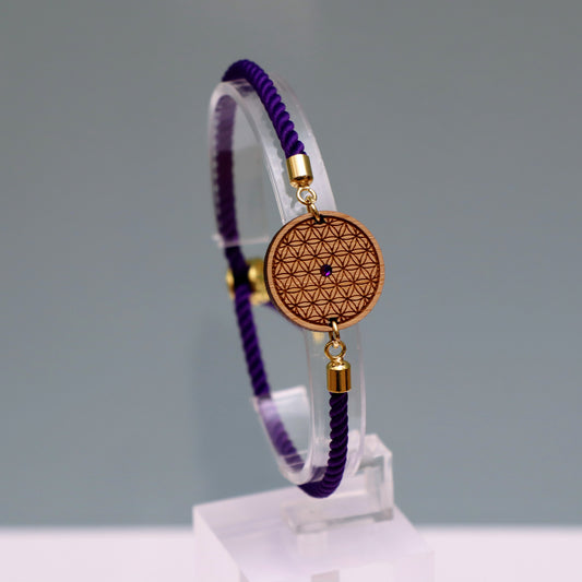 La Fleur de Vie : Harmonie et Équilibre Universel - Bracelet Violet avec cristal Swarovski