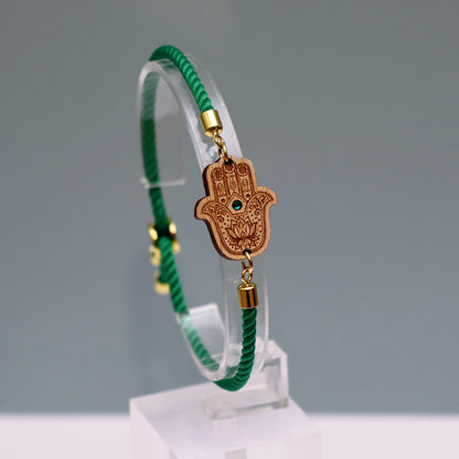 Main de Fatma : Symbole de Protection et de Bienveillance - Bracelet Vert avec cristal Swarovski