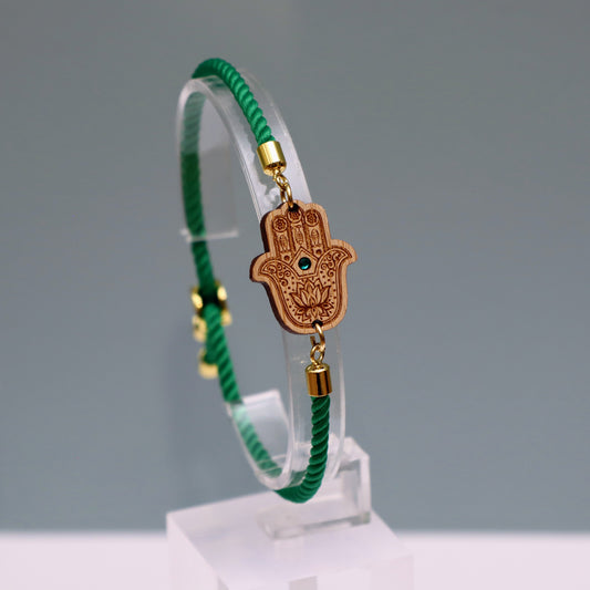 Main de Fatma : Symbole de Protection et de Bienveillance - Bracelet Vert avec cristal Swarovski