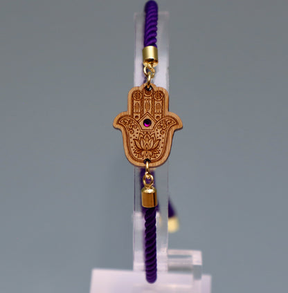 Main de Fatma : Symbole de Protection et de Bienveillance - Bracelet Violet avec cristal Swarovski