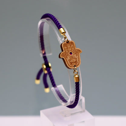 Main de Fatma : Symbole de Protection et de Bienveillance - Bracelet Violet avec cristal Swarovski