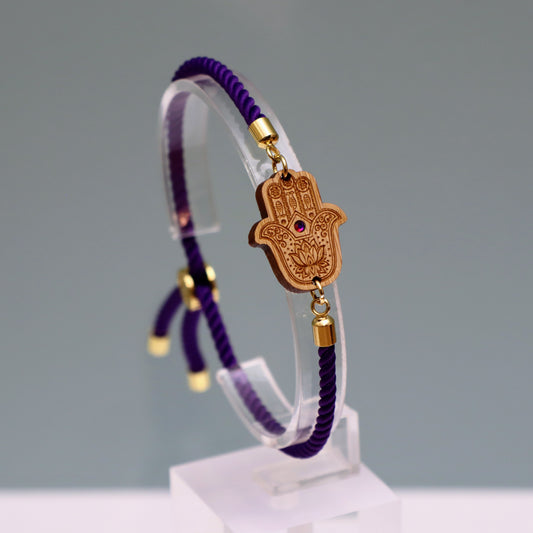 Main de Fatma : Symbole de Protection et de Bienveillance - Bracelet Violet avec cristal Swarovski