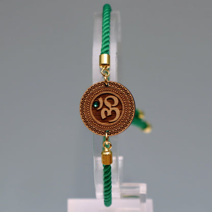 Om̐ – Symbole de l'Univers et de la Méditation - Bracelet Vert avec cristal Swarovski