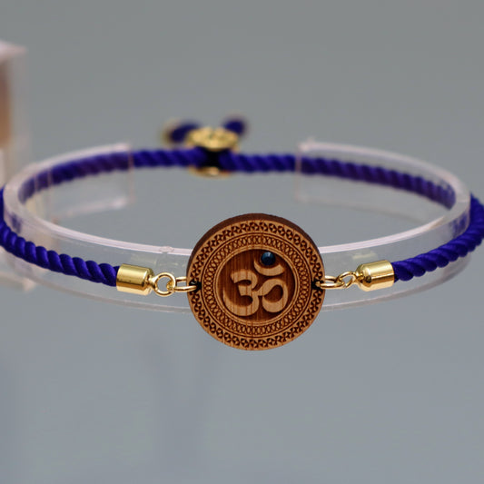 Om̐ – Symbole de l'Univers et de la Méditation - Bracelet Bleu avec cristal Swarovski