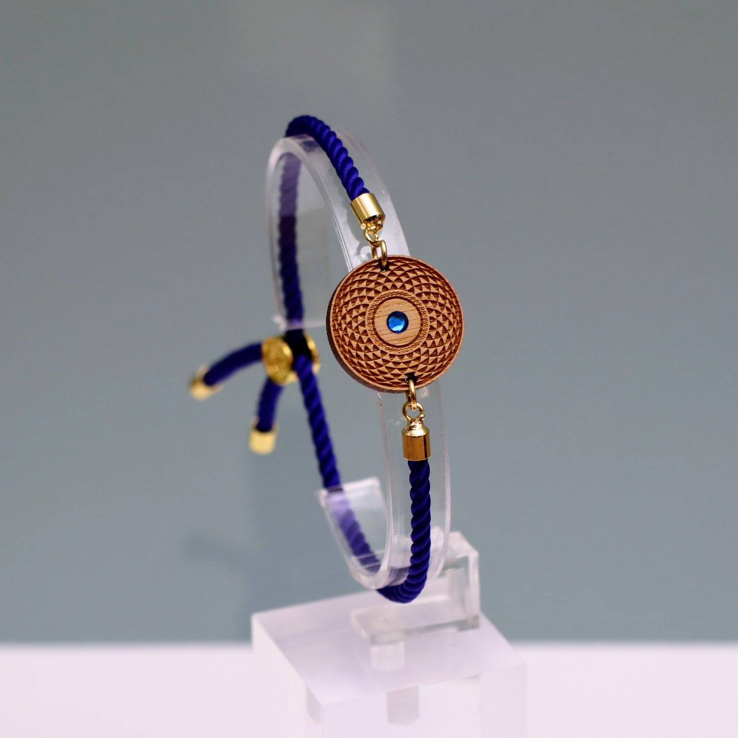 Torus Yantra : Symbole de l’Énergie Circulaire et de l’Harmonie - Bracelet Bleu avec cristal Swarovski