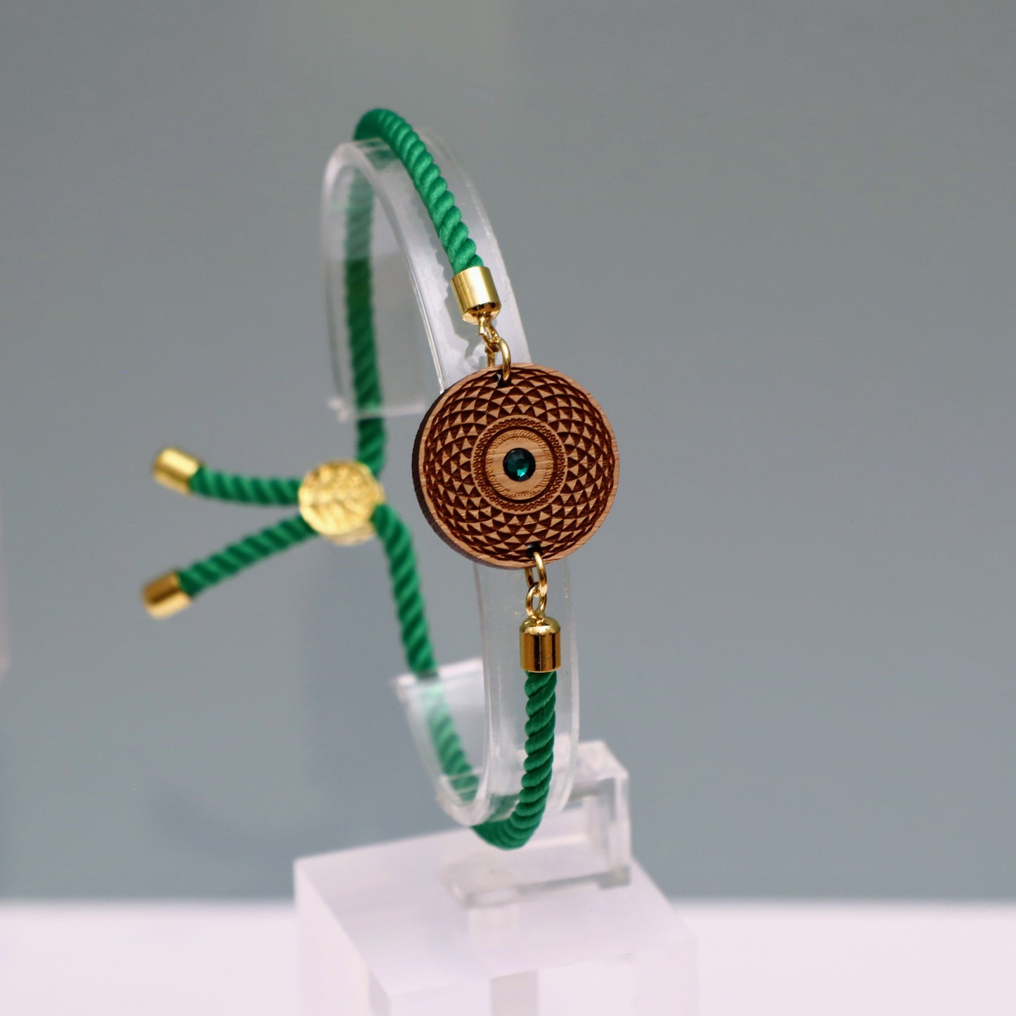 Torus Yantra : Symbole de l’Énergie Circulaire et de l’Harmonie - Bracelet Vert avec cristal Swarovski