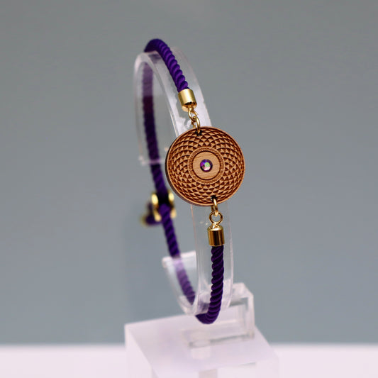 Torus Yantra : Symbole de l’Énergie Circulaire et de l’Harmonie - Bracelet Violet avec cristal Swarovski