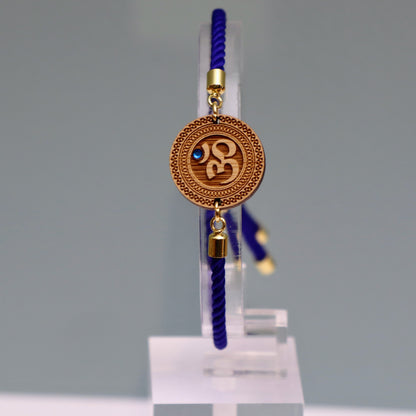 Om̐ – Symbole de l'Univers et de la Méditation - Bracelet Bleu avec cristal Swarovski